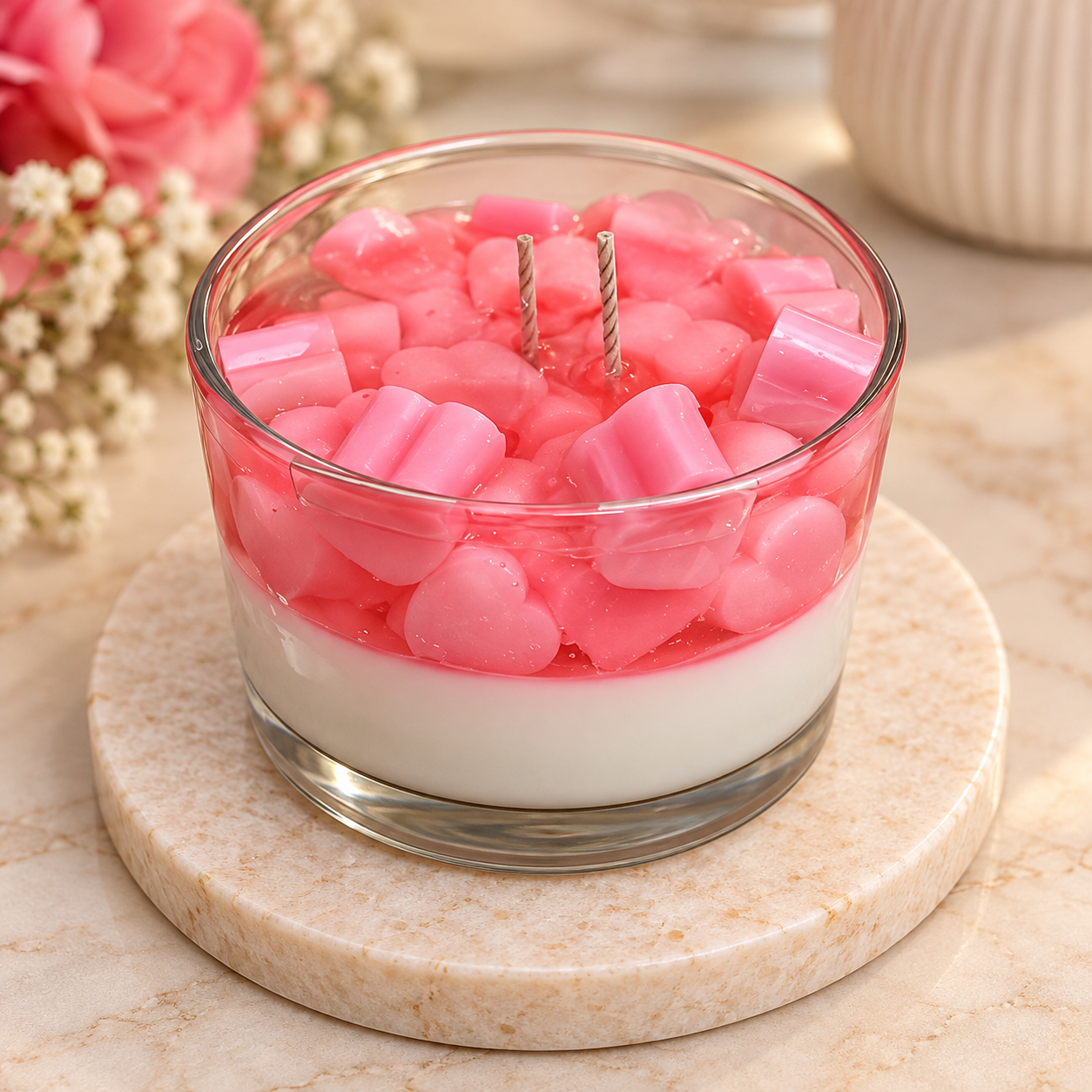 Pink Heart Wax Jar Candle