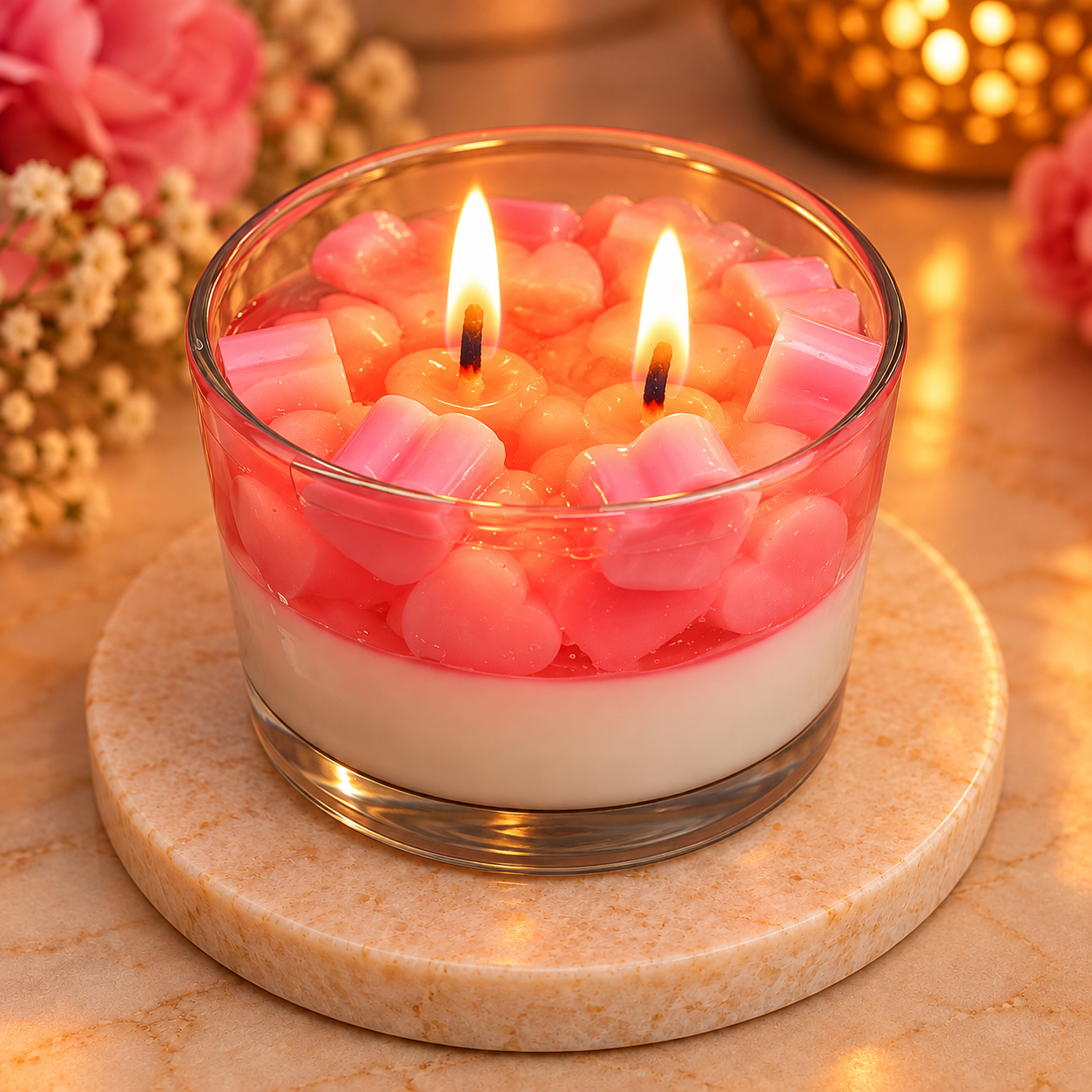 Pink Heart Wax Jar Candle